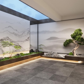新中式庭院景观3D模型下载